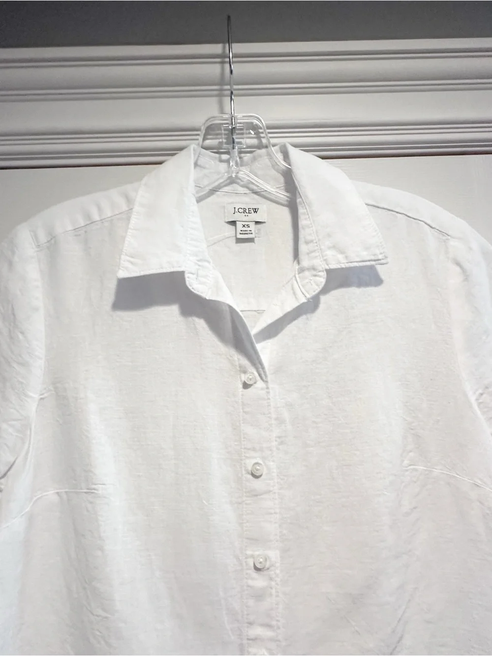 J Crew Linen Top XS Button Front Short Sleeve Classic Shirt Summer 2024 CA115
